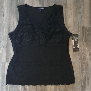 Daisy Fuentes Black Lace V-Neck Blouse